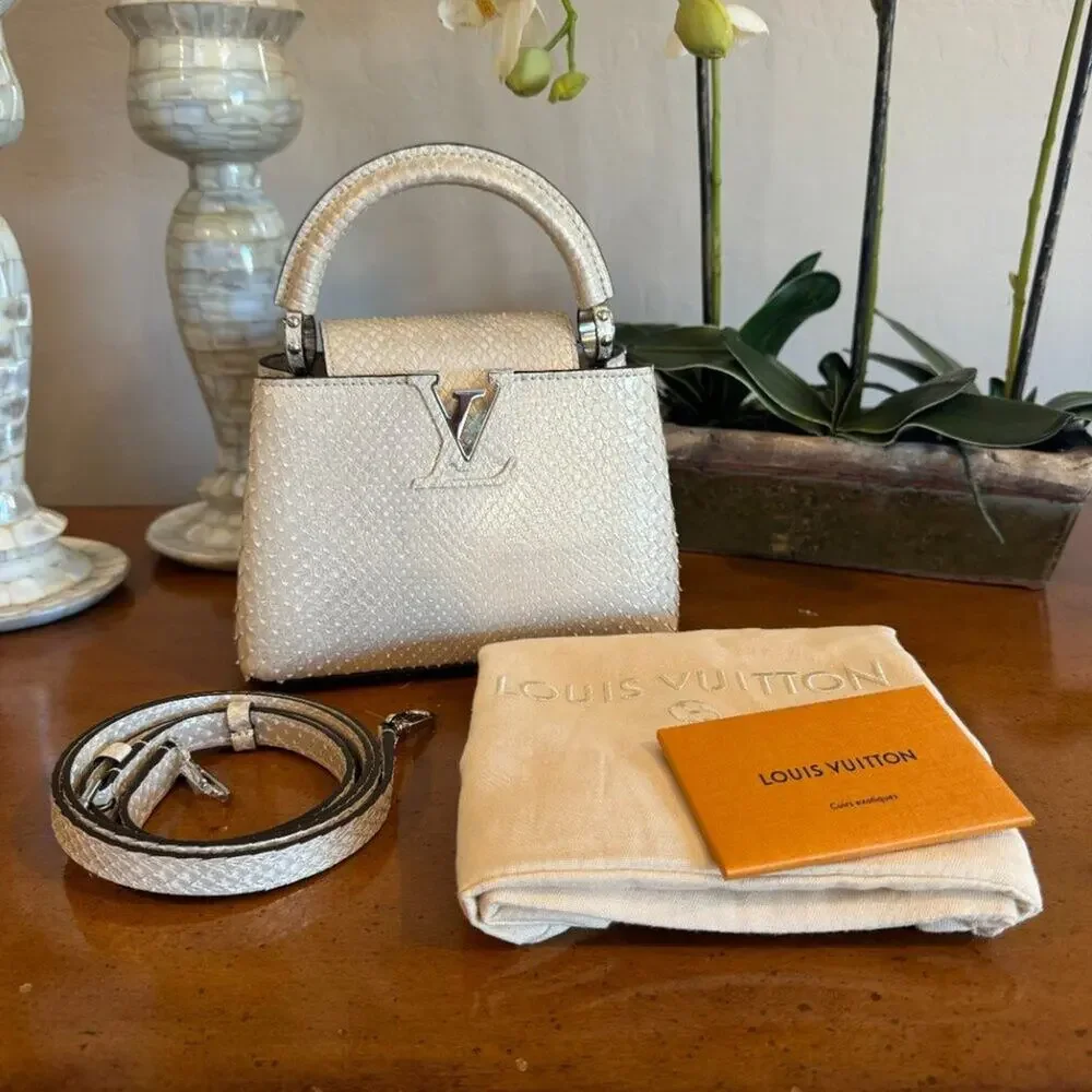 EXTREMELY RARE NEW Louis Vuitton Gold Python Capucines Mini Bag Paris Exclusive - Picture 14 of 15
